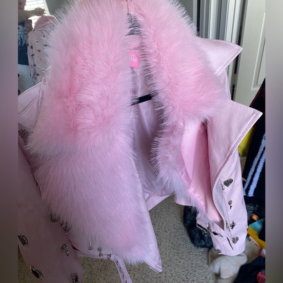 Dolls kill sugar thrillz pink Valentine charm Moto jacket - Picture 2 of 3